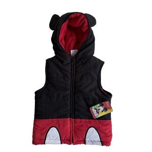 Disney Mickey Mouse Hooded Puffer Vest w Ears Halloween Toddler Sz 5T NWT